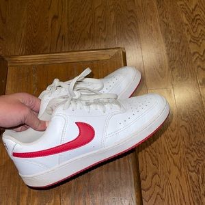 White and red Nike Court Vision Shoes lightly worn